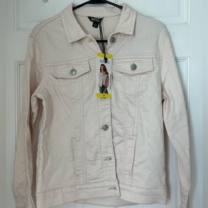 Light Pink Buffalo Knit Denim Jacket.